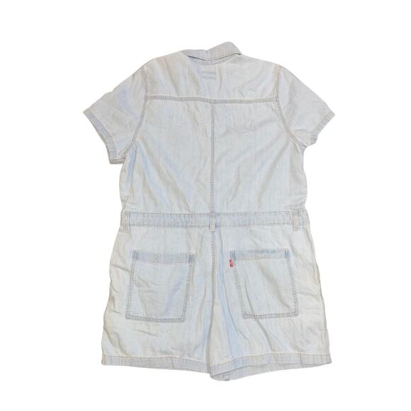 Levi's Heritage Short Sleeve Button up Romper XL Belt loops Jumper One Piece NWT - Picture 2 of 5